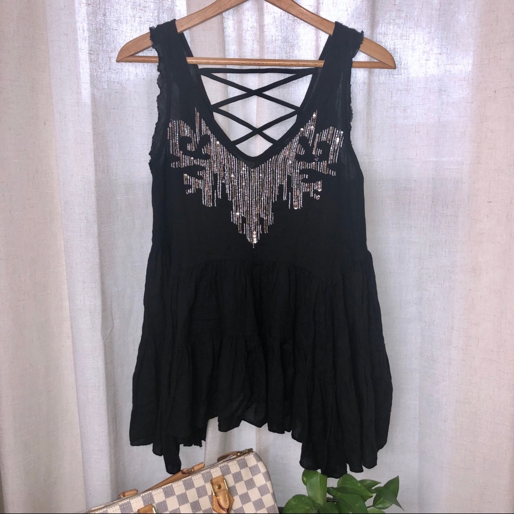 ⭕️Sold⭕️Free People Beaded Boho Swing Top X-Small